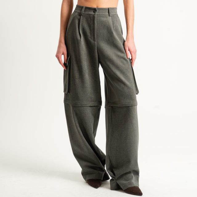Dixie- Pantalone/bermuda cargo - militare