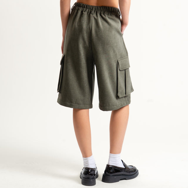 Dixie- Pantalone/bermuda cargo - militare