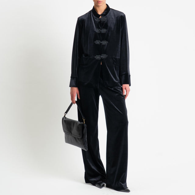 Dixie-Pantalone velluto devorè - nero