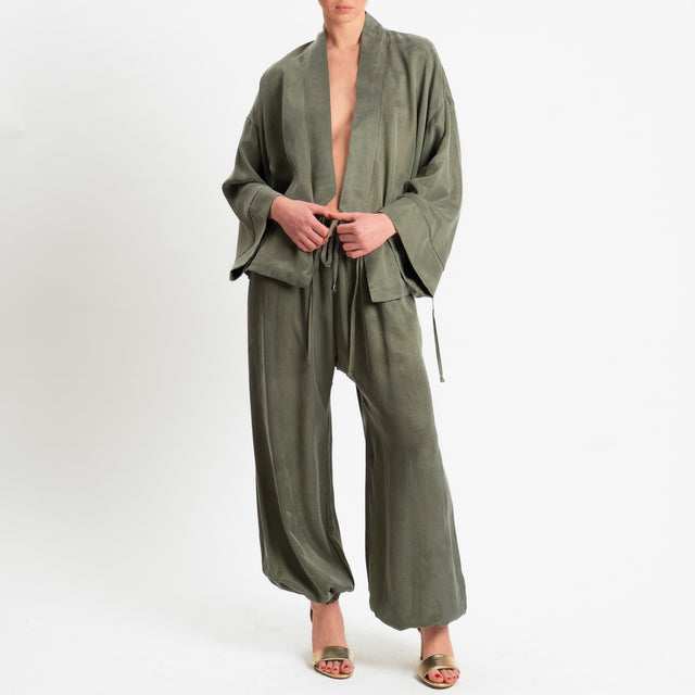 Dixie-Pantalone con elastico in Cupro Manopesca - militare