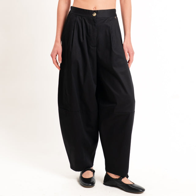 Dixie-Pantalone balloon elastico dietro - nero