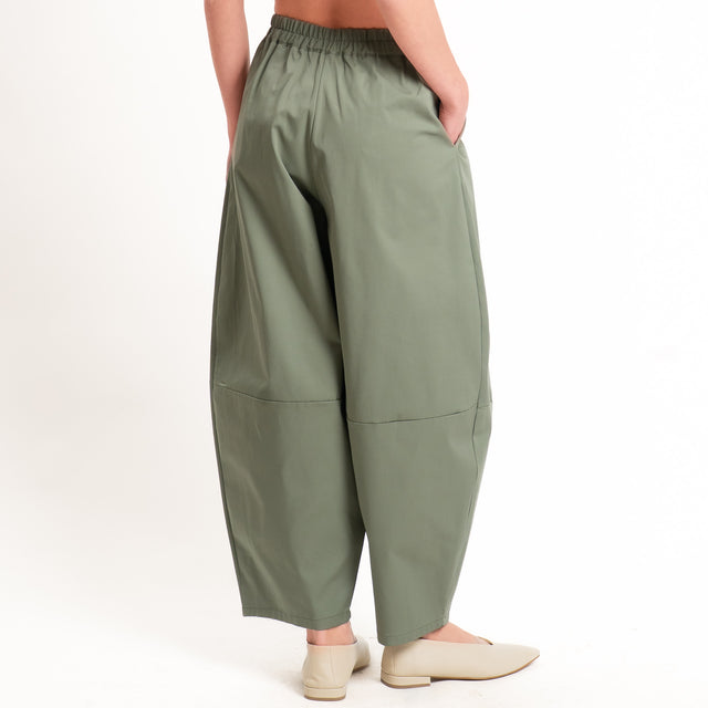Dixie-Pantalone balloon elastico dietro - salvia