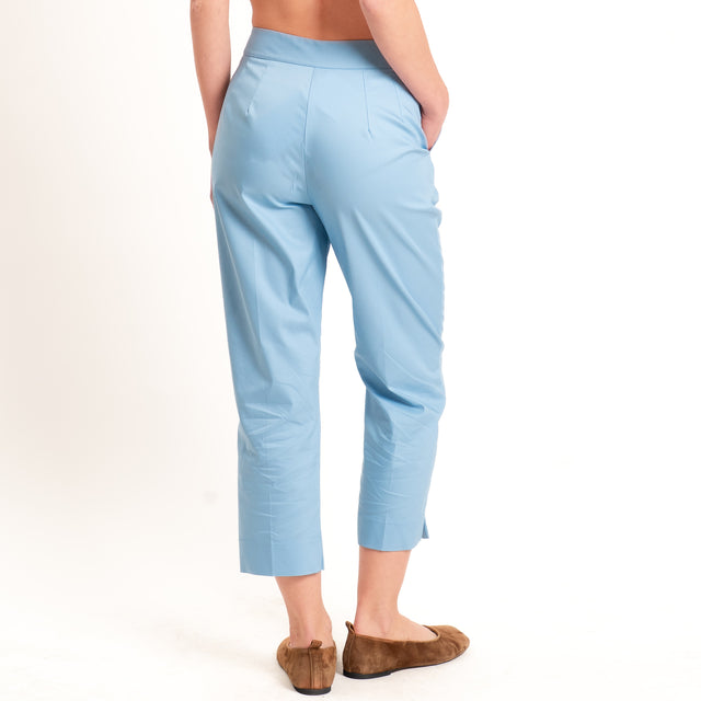 Dixie-Pantalone cotone straight fit - celeste