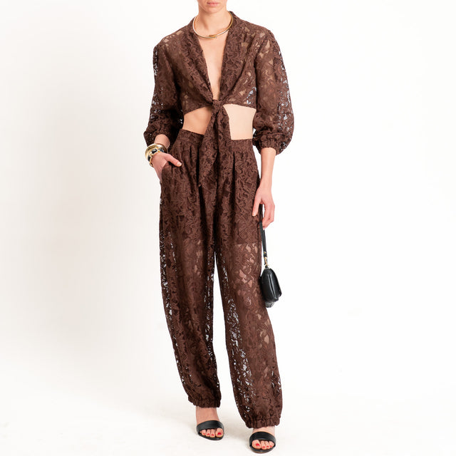 Dixie-Pantalone balloon in pizzo - moro