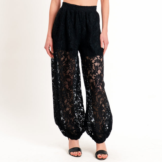 Dixie-Pantalone balloon in pizzo - nero