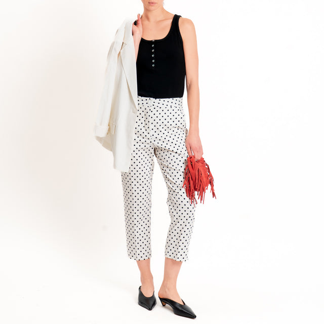 Dixie-Pantalone straight a pois - panna/nero