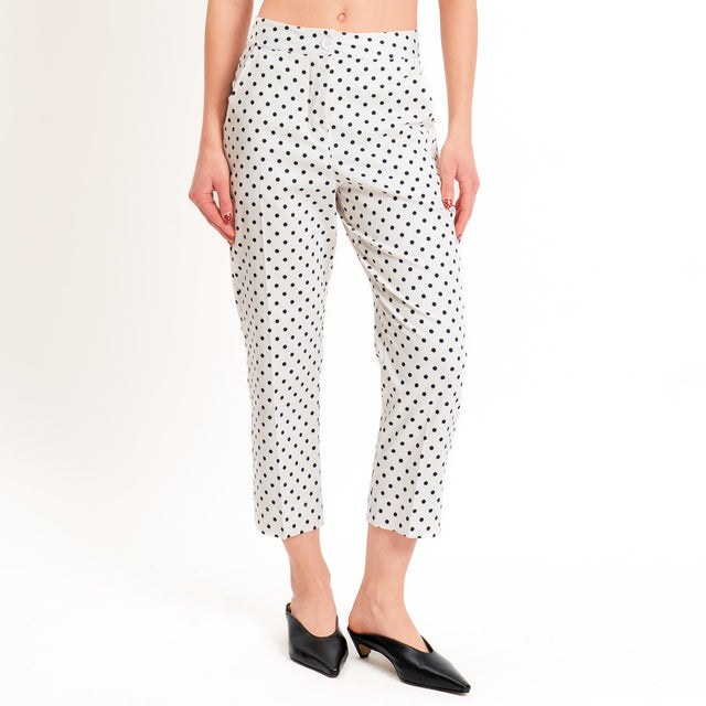 Dixie-Pantalone straight a pois - panna/nero