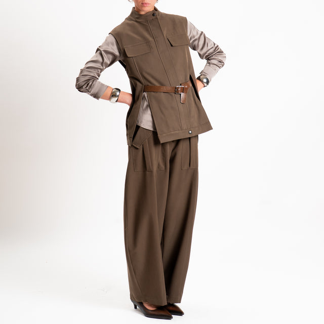 Dixie-Pantalone barrel balloon tasche strutturate - noce