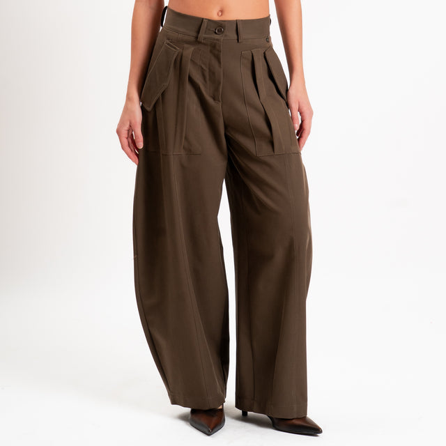Dixie-Pantalone barrel balloon tasche strutturate - noce