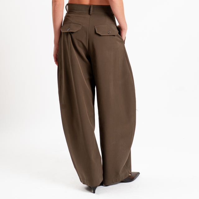 Dixie-Pantalone barrel balloon tasche strutturate - noce