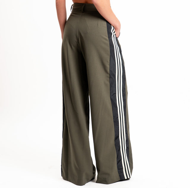 Dixie-Pantalone banda laterale con pinces - militare/nero/burro