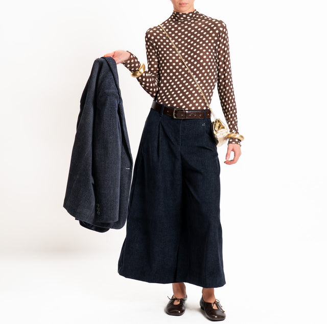 Dixie-Pantalone velluto cropped wide leg - blu