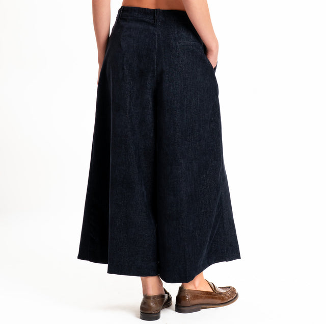 Dixie-Pantalone velluto cropped wide leg - blu