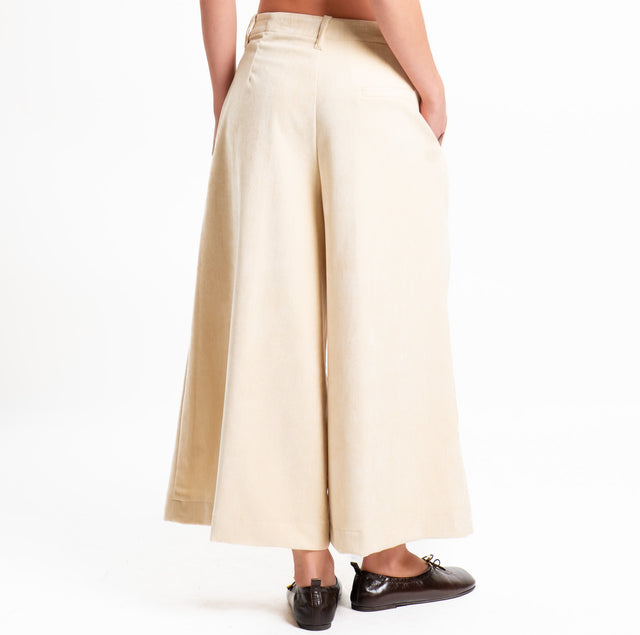 Dixie-Pantalone velluto cropped wide leg - gesso