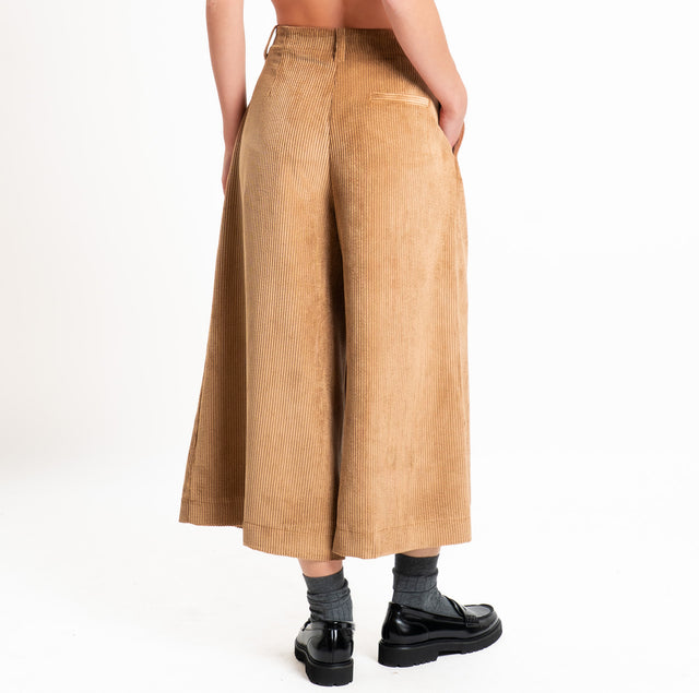 Dixie-Pantalone velluto 500 righe cropped - camel