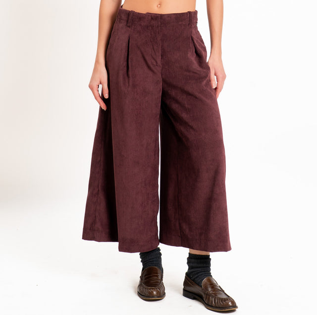 Dixie-Pantalone velluto 500 righe cropped - burgundy