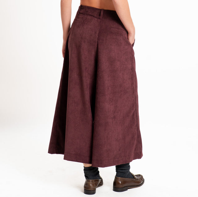 Dixie-Pantalone velluto 500 righe cropped - burgundy