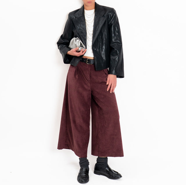 Dixie-Pantalone velluto 500 righe cropped - burgundy