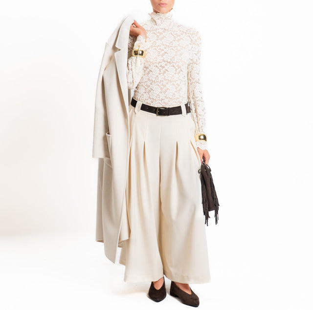 Dixie-Pantalone cropped wide leg - burro