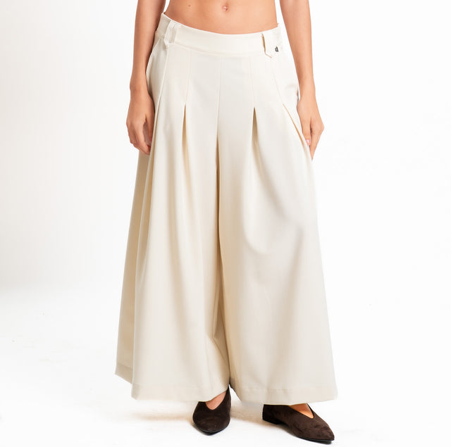 Dixie-Pantalone cropped wide leg - burro