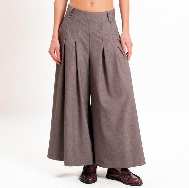 Dixie-Pantalone cropped wide leg - nocciola