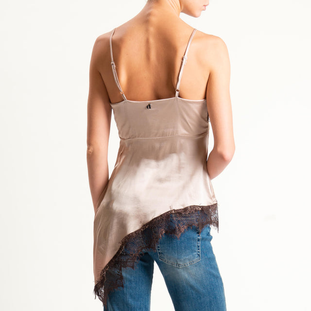 Dixie-Top con pizzo - cipria/moro