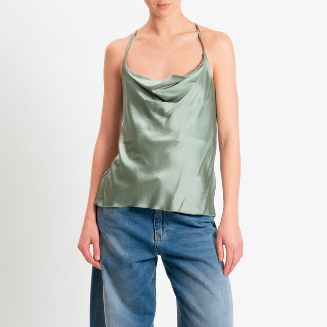 Dixie- Top satin incrociato - salvia