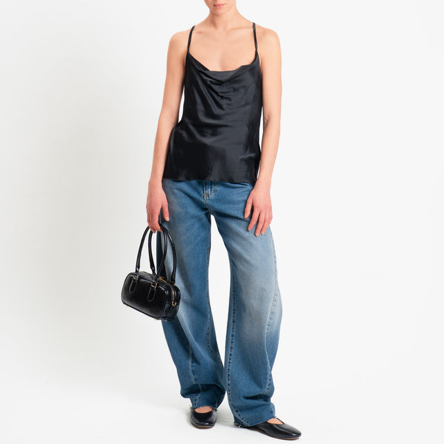 Dixie- Top satin incrociato - Nero