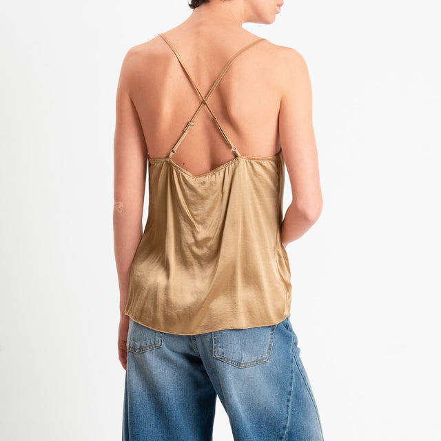 Dixie- Top satin incrociato - sabbia
