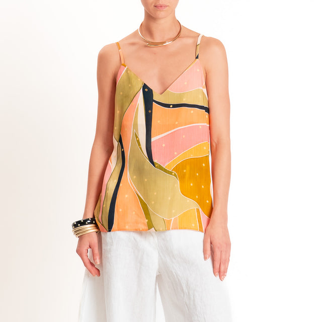 Dixie-Top con bretelle regolabili fantasia - orange/salvia/ocra