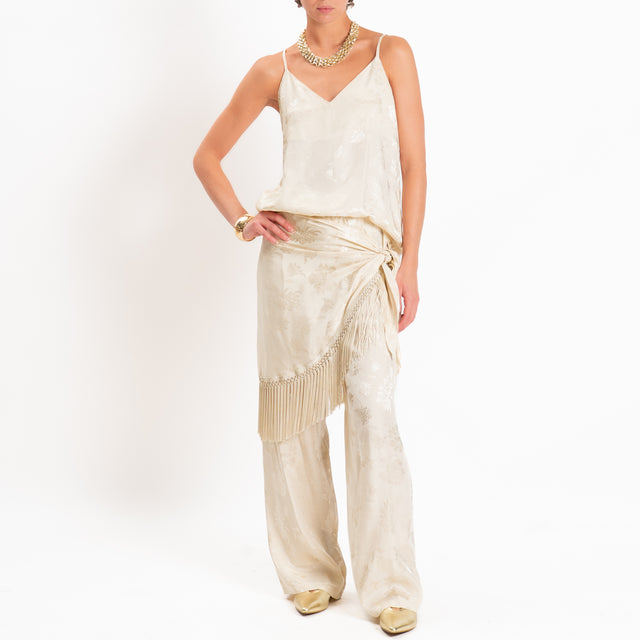 Dixie-Top satin floreale bretelle regolabili - burro