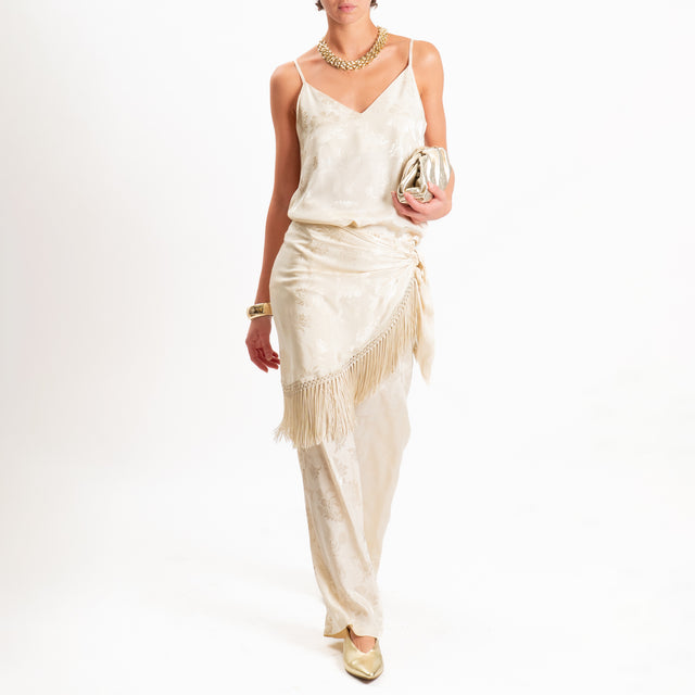Dixie-Top satin floreale bretelle regolabili - burro