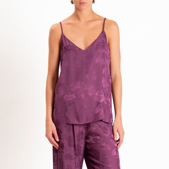 Dixie-Top satin floreale bretelle regolabili - malva