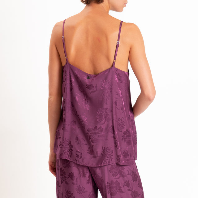 Dixie-Top satin floreale bretelle regolabili - malva