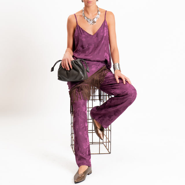 Dixie-Top satin floreale bretelle regolabili - malva