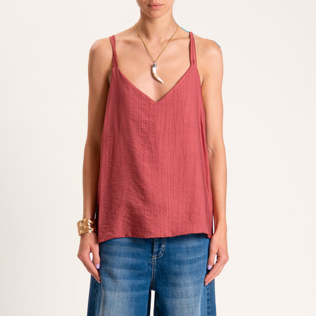 Dixie-Top viscosa goffrato bretelle regolabili - burgundy