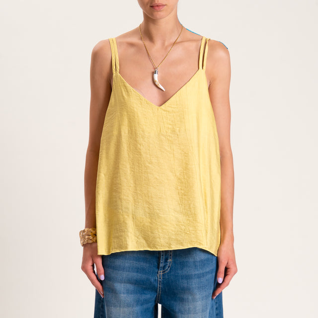 Dixie-Top viscosa goffrato bretelle regolabili - kaky