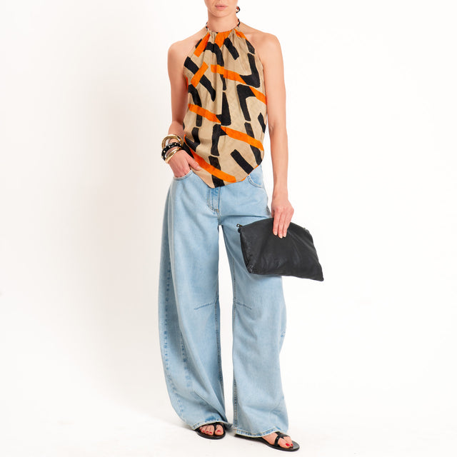 Dixie-Top fantasia scollatura dietro - beige/orange/nero