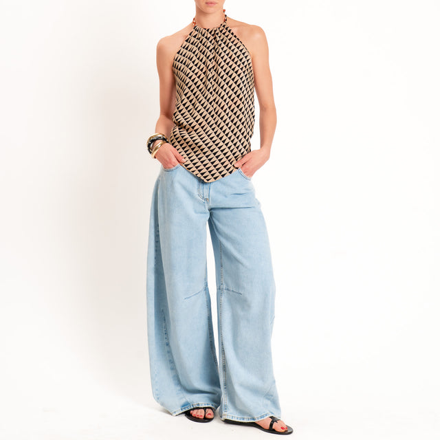 Dixie-Top fantasia scollatura dietro - beige/orange/nero