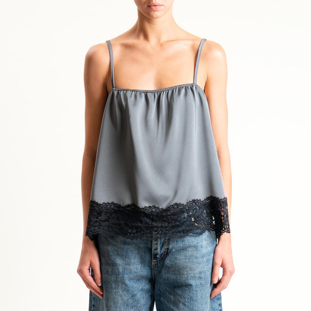 Dixie-Top con pizzo bretelle regolabili - grigio