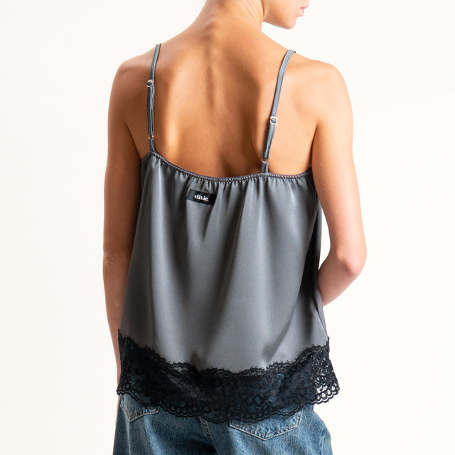 Dixie-Top con pizzo bretelle regolabili - grigio