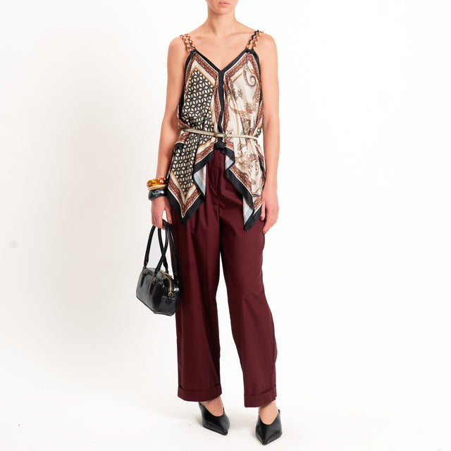 Dixie-Top satin fantasia - sand/nero/coccio