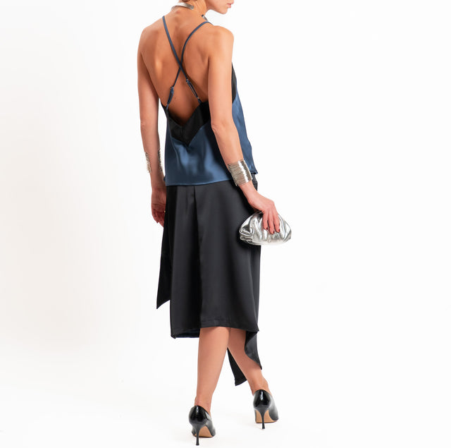 Dixie-Top satin bicolore bretelle regolabili - nero/blu