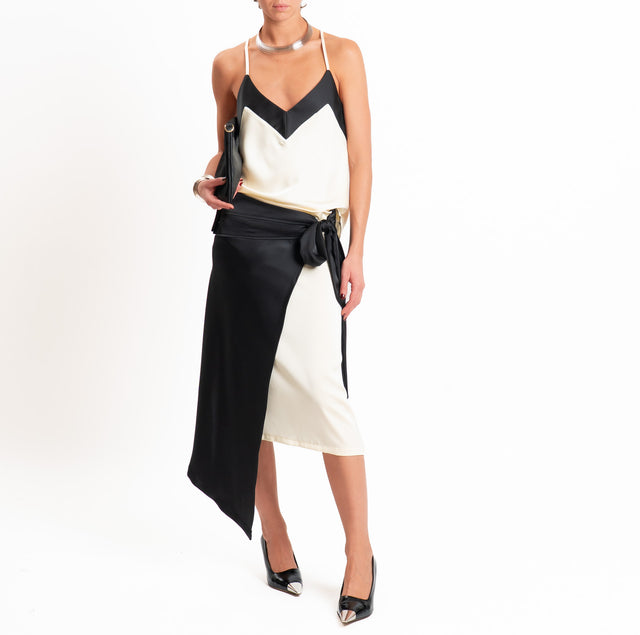 Dixie-Top satin bicolore bretelle regolabili - nero/burro