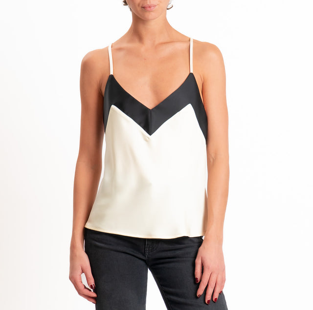 Dixie-Top satin bicolore bretelle regolabili - nero/burro