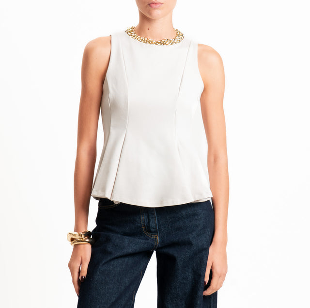 Dixie-Top punto milano zip dietro - burro