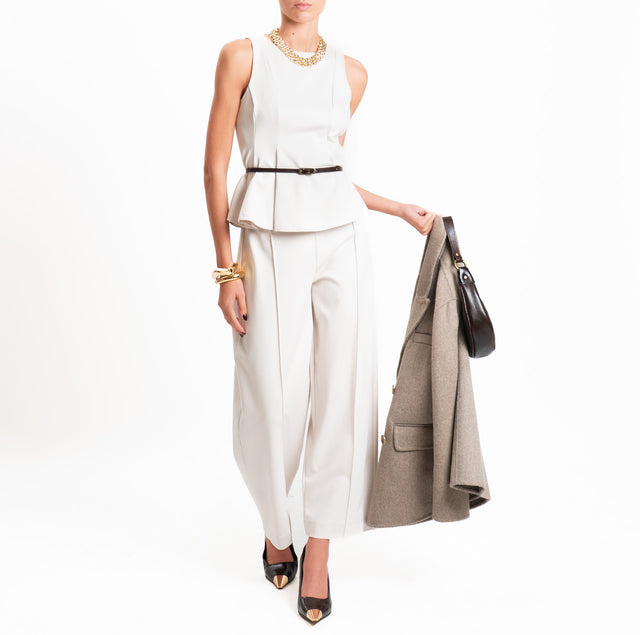 Dixie-Pantalone punto milano elastico in vita - burro