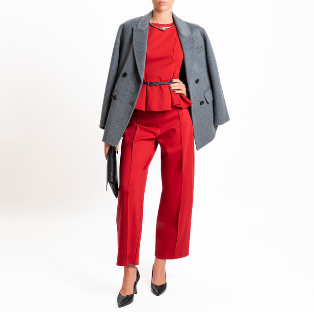 Dixie-Pantalone punto milano elastico in vita - rosso
