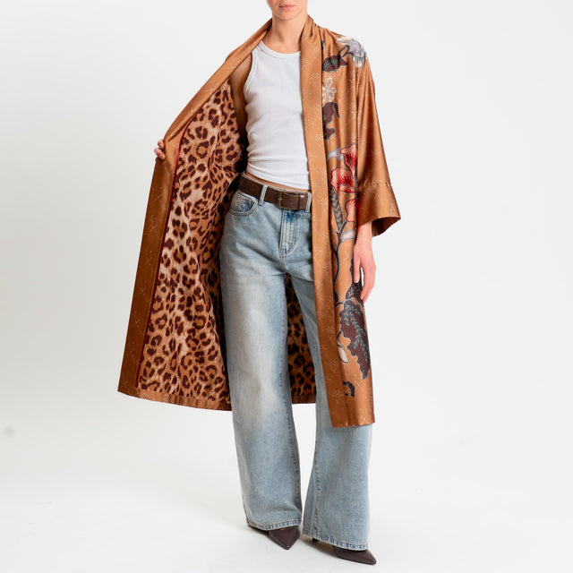 Dixie- Kimono fantasia floreale - cognac/moro/india