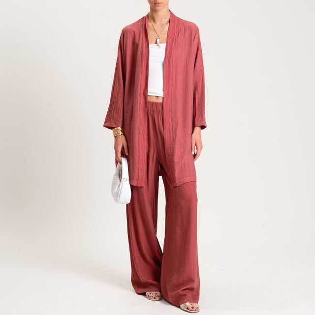 Dixie-Kimono viscosa goffrato con tasche - burgundy
